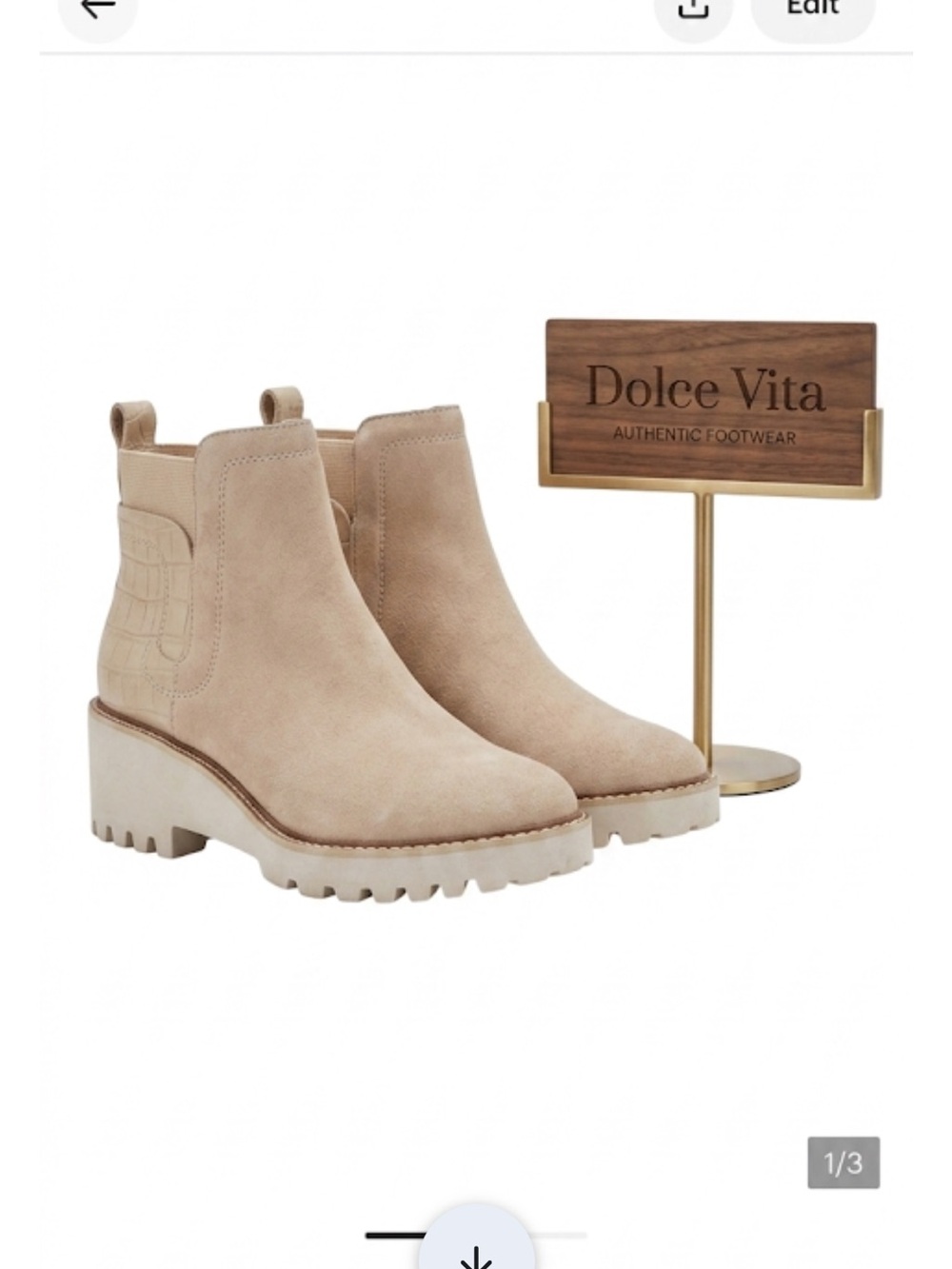 Dolce Vita Light Beige Suede Chelsea Lug Ankle Boots